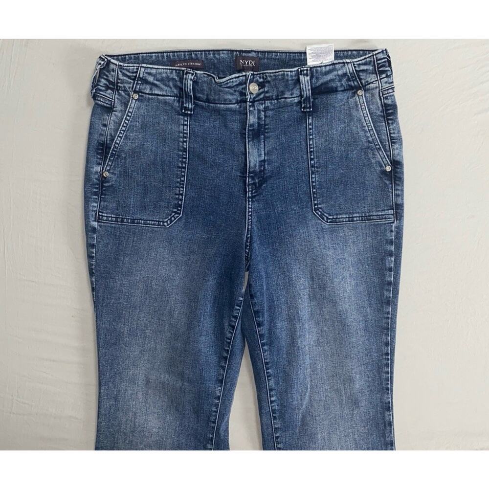 NYDJ Lift/Tuck Marilyn Straight Patch Pocket Stretch Denim Jeans. Women's 14 GUC